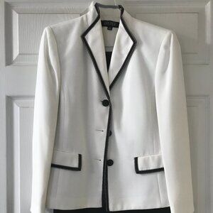 Kasper Petite Blazer Size 12P White chocolate Trim Work Jacket